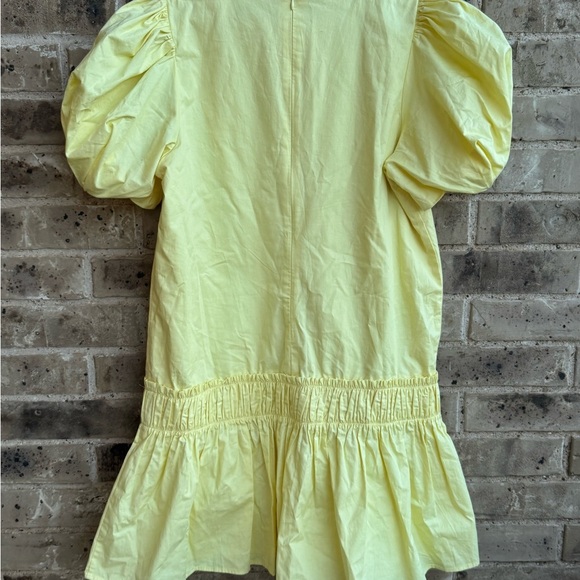 ENGLISH FACTORY
Ruffle Detail Puff Sleeve Poplin Dress  size Large Yellow - Picture 3 of 12